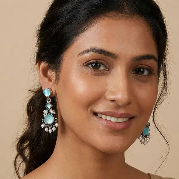 Blue_And_White_Traditional_Classic_Stylish_Oxidized_Earrings_For_Women