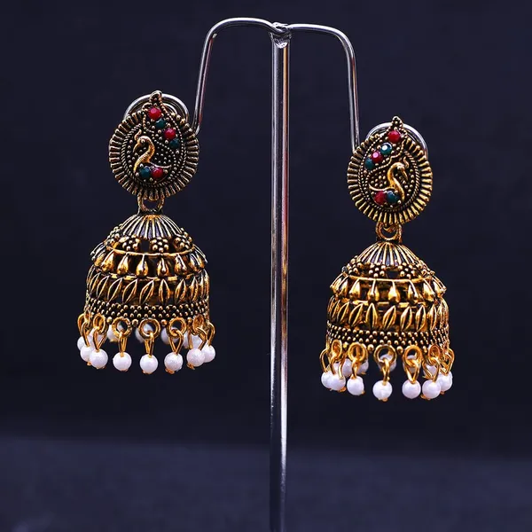 Multicolor_Traditional_Classic_Stylish_Golden_Peacock_Jhumka_Earrings_For_Women