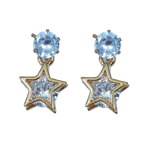 Gold_And_Clear_Traditional_Classic_Stylish_Star_Stud_Earrings_For_Women
