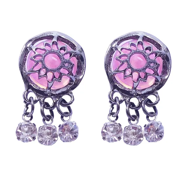 Pink_And_Clear_Traditional_Classic_Stylish_Stone_Stud_Earrings_For_Women