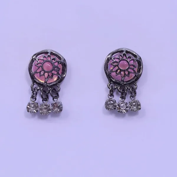 Pink_And_Clear_Traditional_Classic_Stylish_Stone_Stud_Earrings_For_Women