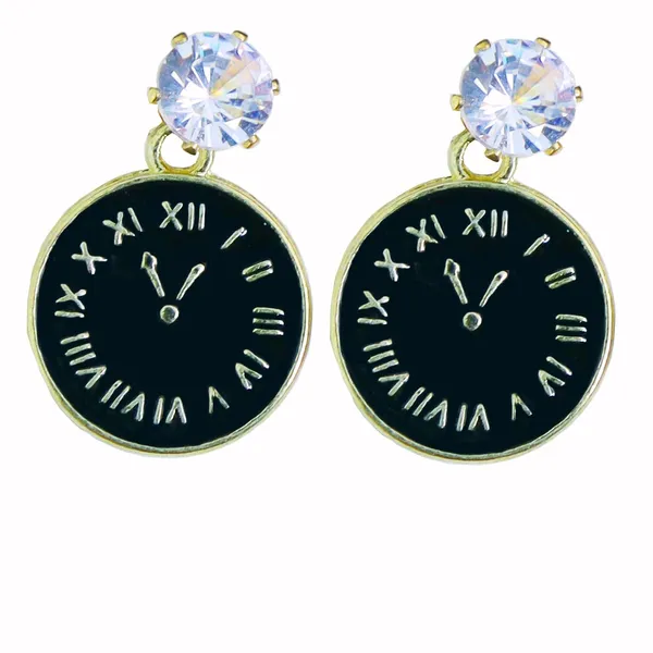 Black_Traditional_Classic_Stylish_Clock_Stud_Earrings_For_Women