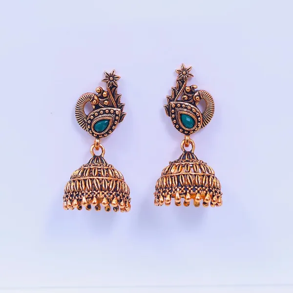 Blue_And_Gold_Traditional_Classic_Stylish_Jhumka_Earrings_For_Women