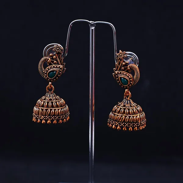 Blue_And_Gold_Traditional_Classic_Stylish_Jhumka_Earrings_For_Women