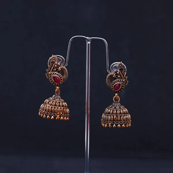 Pink_And_Golden_Traditional_Classic_Stylish_Jhumka_Stud_Earrings_For_Women