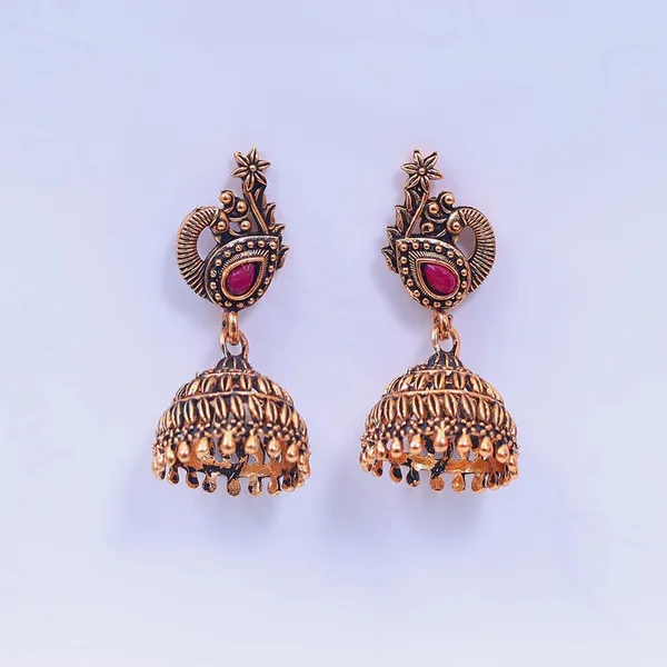 Pink_And_Golden_Traditional_Classic_Stylish_Jhumka_Stud_Earrings_For_Women