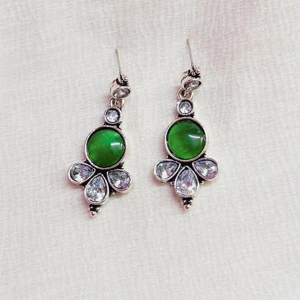 Green_And_Clear_Green_Stone_Oxidized_Kundan_Earrings_For_For_Women