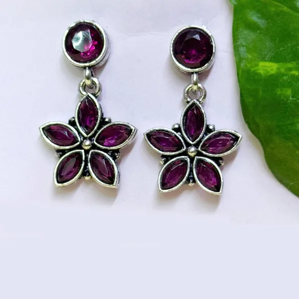 Purple_Traditional_Classic_Stylish_Oxidized_Kundan_Dropping_Earrings_For_Women