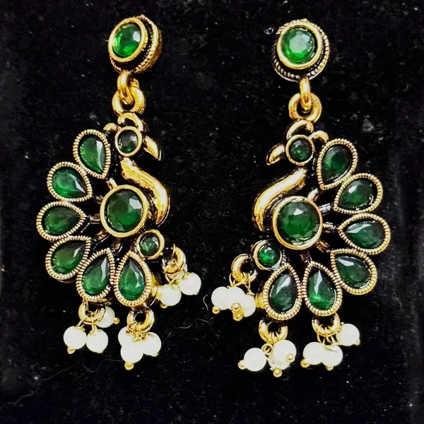 Green_And_Gold_Traditional_Classic_Stylish_Oxidized_Green_Peacock_Kundan_Pearl_Dropping_Stud_Earrings_For_Women
