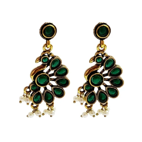 Green_And_Gold_Traditional_Classic_Stylish_Oxidized_Green_Peacock_Kundan_Pearl_Dropping_Stud_Earrings_For_Women