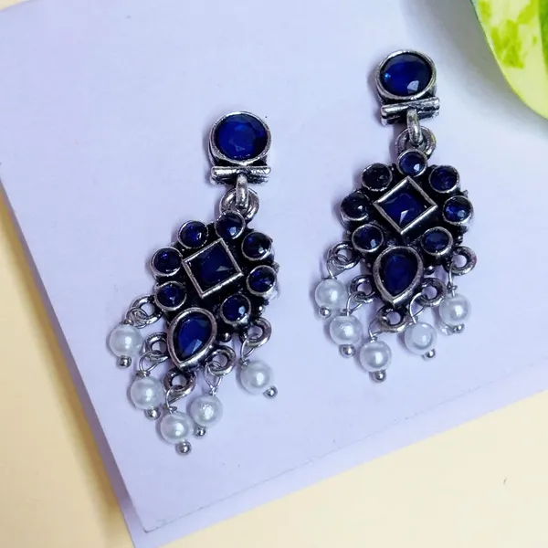 Black_Traditional_Classic_Stylish_Oxidized_Kundan_Stone_Dropping_Stud_Earrings_For_Women