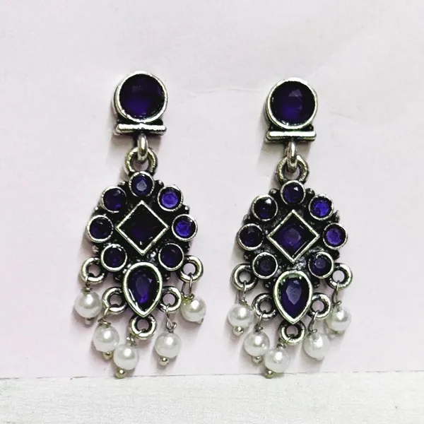 Black_Traditional_Classic_Stylish_Oxidized_Kundan_Stone_Dropping_Stud_Earrings_For_Women