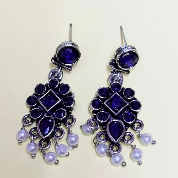 Black_Traditional_Classic_Stylish_Oxidized_Kundan_Stone_Dropping_Stud_Earrings_For_Women