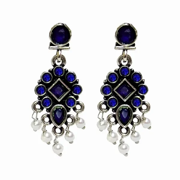 Black_Traditional_Classic_Stylish_Oxidized_Kundan_Stone_Dropping_Stud_Earrings_For_Women