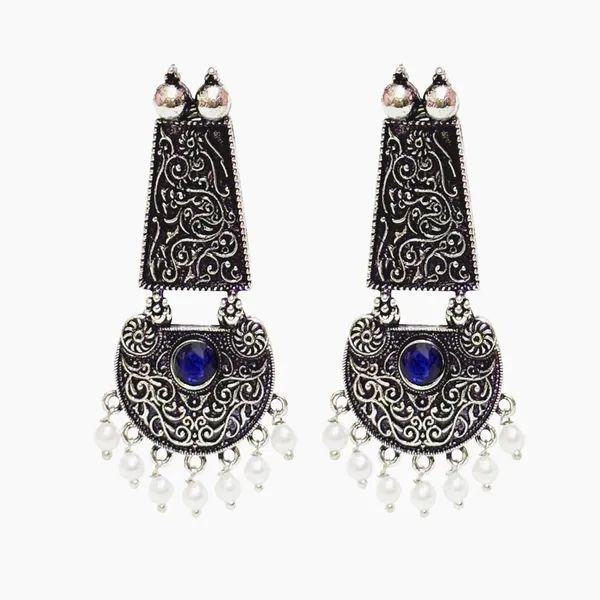 Black_And_Blue_Traditional_Classic_Stylish_Oxidized_Kundan_Dropping_Stud_Earrings_For_Women