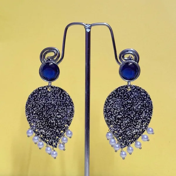 Black_Traditional_Classic_Stylish_Oxidized_Kundan_Pearl_Dropping_Stud_Earrings_For_Women