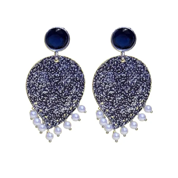 Black_Traditional_Classic_Stylish_Oxidized_Kundan_Pearl_Dropping_Stud_Earrings_For_Women