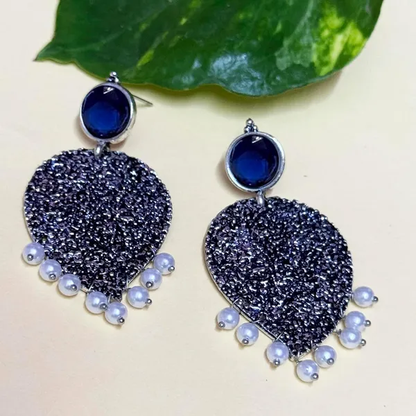 Black_Traditional_Classic_Stylish_Oxidized_Kundan_Pearl_Dropping_Stud_Earrings_For_Women