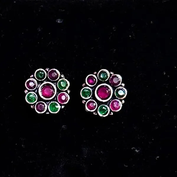 Green_And_Pink_Traditional_Classic_Stylish_Oxidized_Kundan_Stone_Stud_Earrings_For_Women