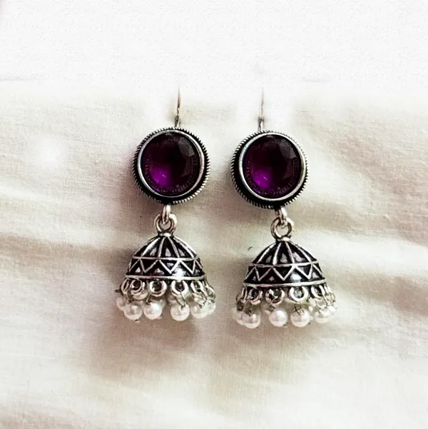 Purple_And_Silver_Traditional_Classic_Stylish_Oxidized_Earrings_For_Women