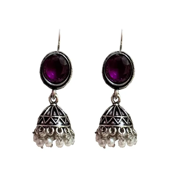 Purple_And_Silver_Traditional_Classic_Stylish_Oxidized_Earrings_For_Women