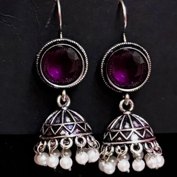 Purple_And_Silver_Traditional_Classic_Stylish_Oxidized_Earrings_For_Women