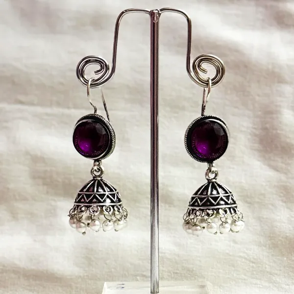Purple_And_Silver_Traditional_Classic_Stylish_Oxidized_Earrings_For_Women