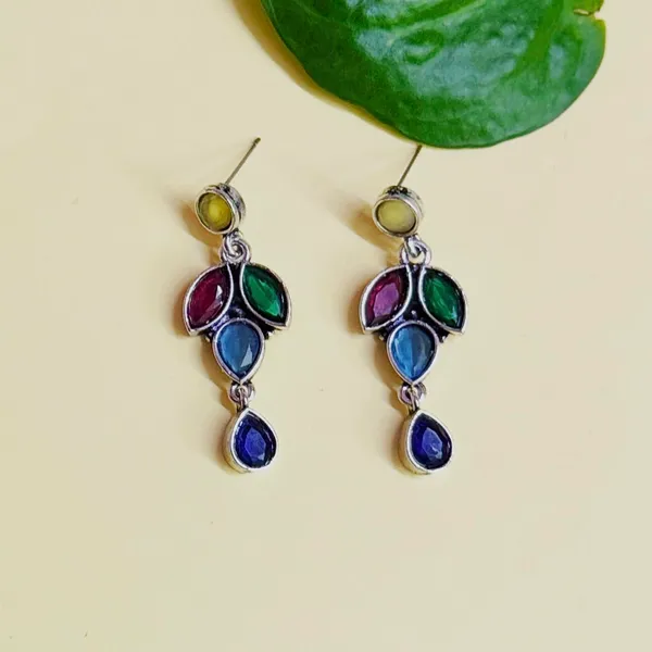 Multicolor_Traditional_Classic_Stylish_Oxidized_Kundan_Stone_Dropping_Stud_Earrings_For_Women