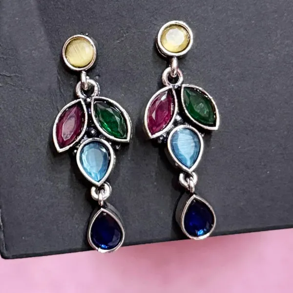 Multicolor_Traditional_Classic_Stylish_Oxidized_Kundan_Stone_Dropping_Stud_Earrings_For_Women