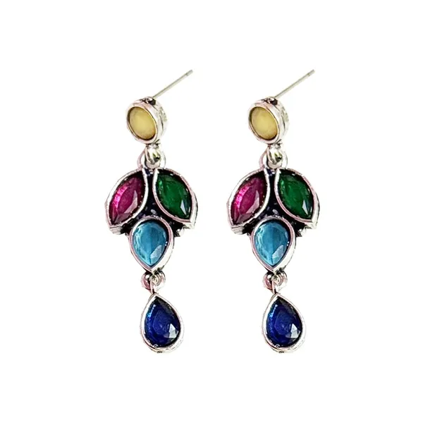 Multicolor_Traditional_Classic_Stylish_Oxidized_Kundan_Stone_Dropping_Stud_Earrings_For_Women