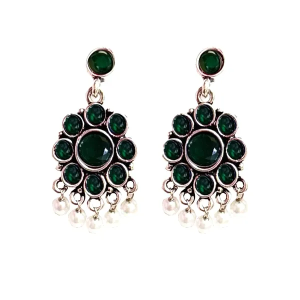Green_And_Silver_Traditional_Classic_Stylish_Oxidized_Kundan_Stone_Dropping_Stud_Earrings_For_Women
