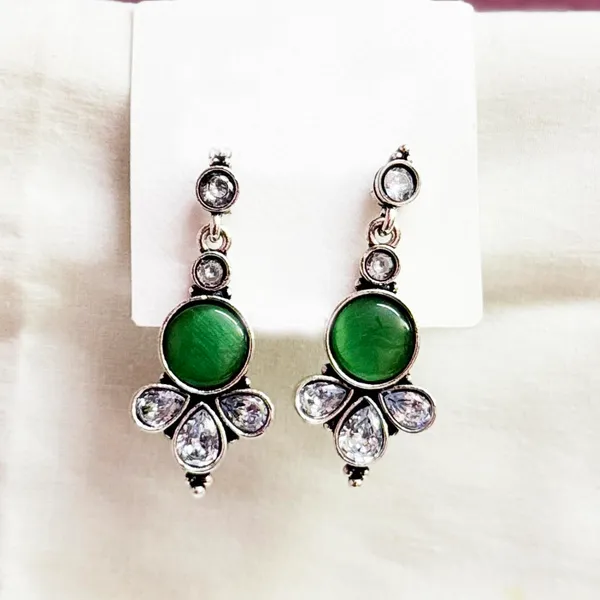 Green_And_Silver_Traditional_Classic_Stylish_Oxidized_Kundan_Pearl_Dropping_Stud_Earrings_For_Women