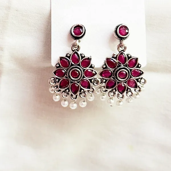 Red_And_Silver_Traditional_Classic_Stylish_Oxidized_Earrings_For_Women