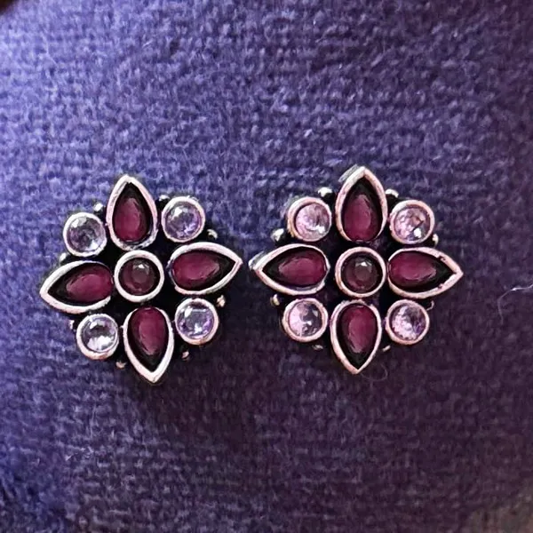 Multicolor_Traditional_Classic_Stylish_Oxidized_Kundan_Stud_Earrings_For_Women_Pack_Of_4