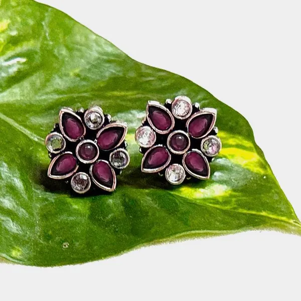 Multicolor_Traditional_Classic_Stylish_Oxidized_Kundan_Stud_Earrings_For_Women_Pack_Of_4