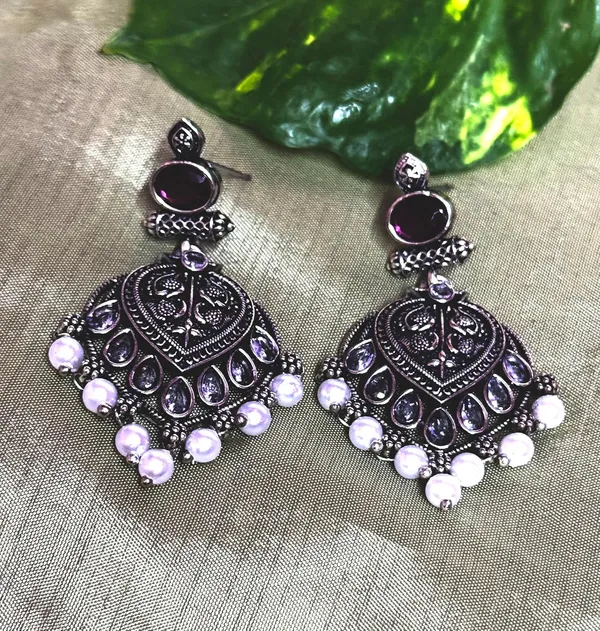 Multicolor_Traditional_Classic_Stylish_Oxidized_Kundan_Stud_Earrings_For_Women