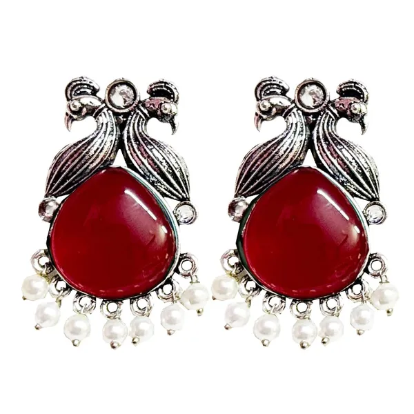 Red_And_Silver_Traditional_Classic_Stylish_Oxidized_Kundan_Stud_Earrings_For_Women