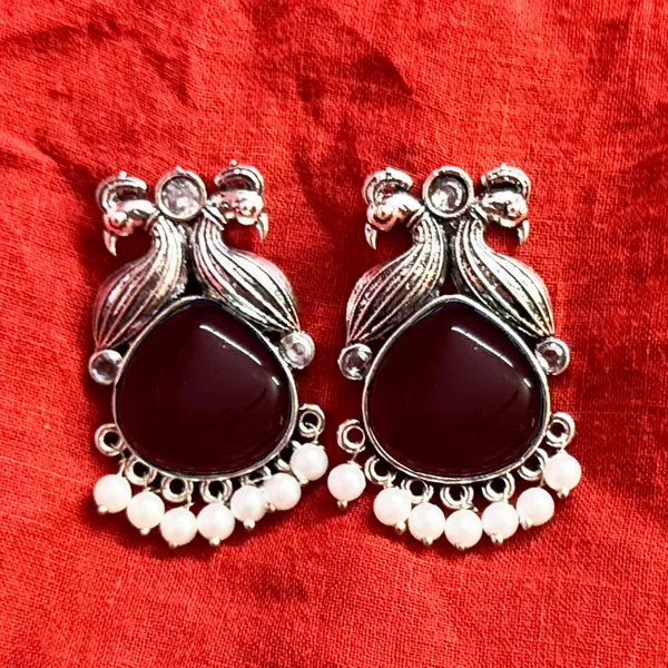 Red_And_Silver_Traditional_Classic_Stylish_Oxidized_Kundan_Stud_Earrings_For_Women