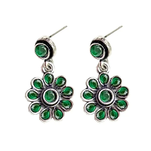 Green_Traditional_Classic_Stylish_Oxidized_Kundan_Stone_Dropping_Stud_Earrings_For_Women
