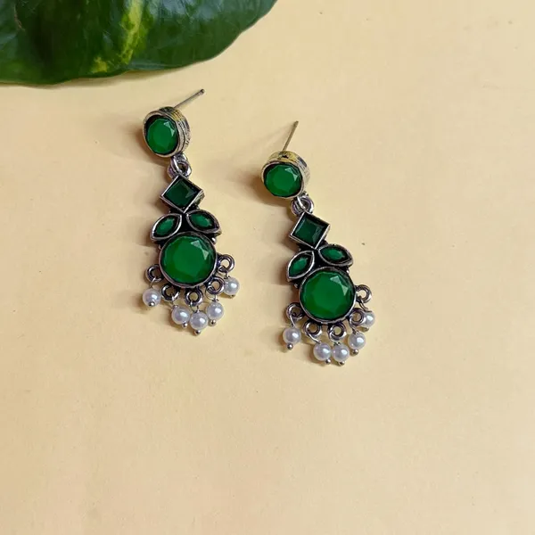 Green_Traditional_Classic_Stylish_Oxidized_Kundan_Stone_Dropping_Stud_Earrings_For_Women