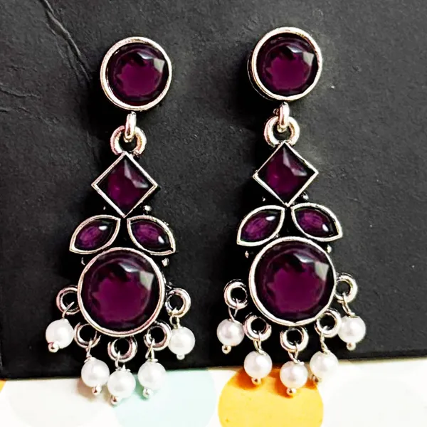 Purple_Traditional_Classic_Stylish_Oxidized_Kundan_Stone_Dropping_Stud_Earrings_For_Women