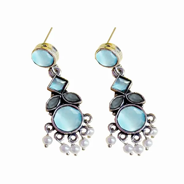 Blue_And_White_Traditional_Classic_Stylish_Oxidized_Earrings_For_Women