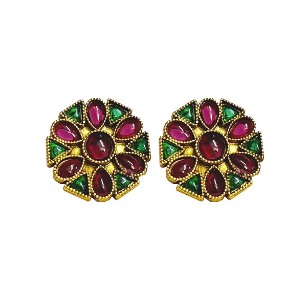 Multicolor_Traditional_Classic_Stylish_Oxidized_Kundan_Stud_Earrings_For_Women