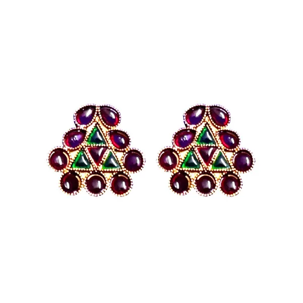 Green_And_Red_Traditional_Classic_Stylish_Oxidized_Kundan_Stud_Earrings_For_Women
