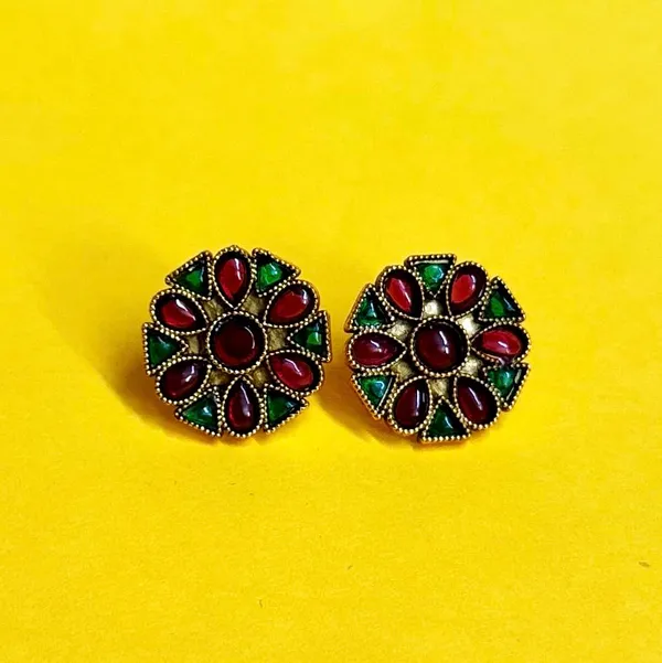Multicolor_Traditional_Classic_Stylish_Oxidized_Kundan_Stud_Earrings_For_Women