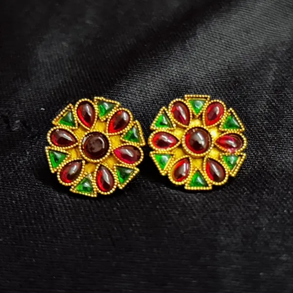 Multicolor_Traditional_Classic_Stylish_Oxidized_Kundan_Stud_Earrings_For_Women