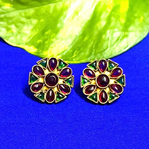 Multicolor_Traditional_Classic_Stylish_Oxidized_Kundan_Stud_Earrings_For_Women