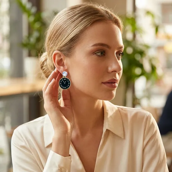 Black_Traditional_Classic_Stylish_Clock_Stud_Earrings_For_Women