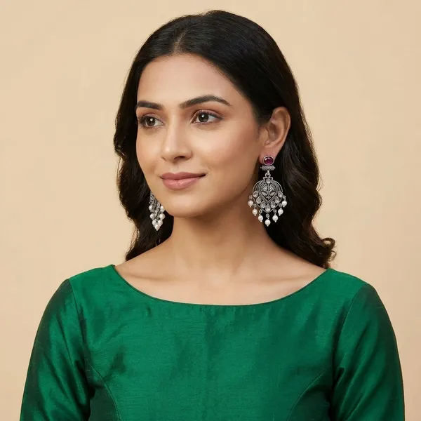 Multicolor_Traditional_Classic_Stylish_Oxidized_Kundan_Stud_Earrings_For_Women