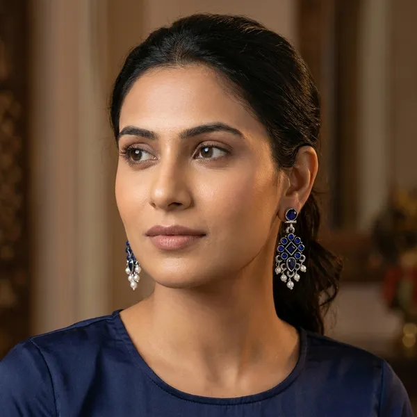 Black_Traditional_Classic_Stylish_Oxidized_Kundan_Stone_Dropping_Stud_Earrings_For_Women